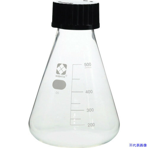 ■SIBATA ねじ口三角フラスコ 500mL 4入 0163300500A(4113449)[送料別途お見積り][法人限定][掲外取寄]
