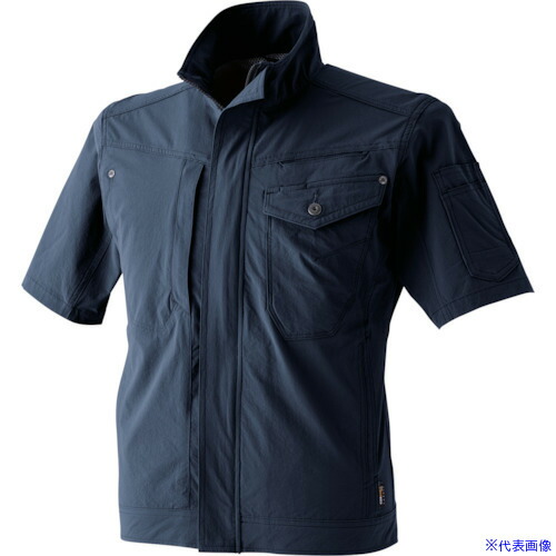 ■CHUSAN コーデュラ2WAYストレッチ半袖ブルゾン N・ネイビー 6L 83078116L(4163954)[送料別途見積り][法人・事業所限定][掲外取寄]