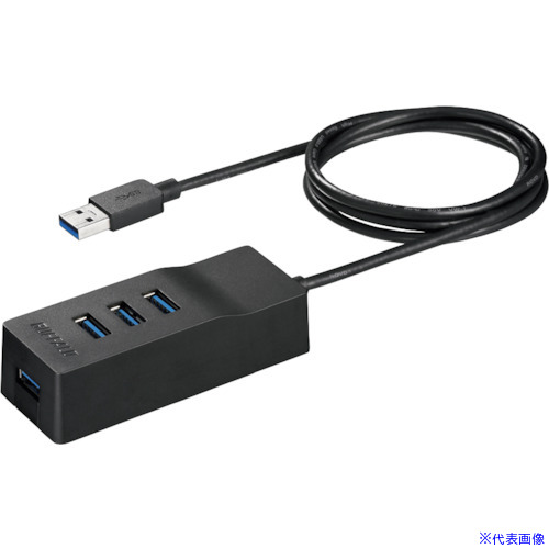 ■バッファロー USB3.0セルフパワーハブ 上挿し/4ポートタイプ TV背面取り付けキット付き ブラック BSH4A110U3VBK(4170689)[送料別途見積り][法人・事業所限定][掲外取寄]