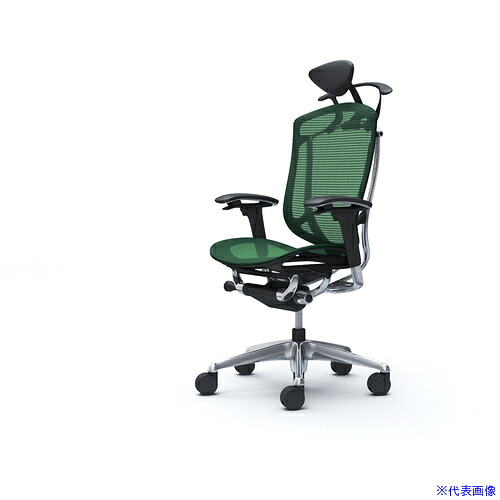 ■OKAMURA コンテッサセコンダ 可動肘 座メッシュ 小型ヘッド5本脚 ポリッシュ ブラック ランバー無ハンガー付 張地色ダークグリーン CC8BBRFPH5(4253525)[送料別途お見積り][法人限定][外直送]｜ファーストFACTORY