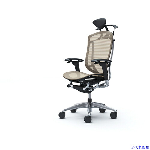 ■OKAMURA コンテッサセコンダ 可動肘 座メッシュ 小型ヘッド5本脚 ポリッシュ ブラック ランバー無ハンガー付 張地色ベージュ CC8BBRFPG7(4253541)[送料別途お見積り][法人限定][外直送]｜ファーストFACTORY