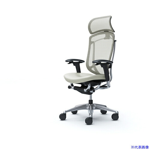 ■OKAMURA コンテッサセコンダ可動肘 背メッシュ座革 大型ヘッド5本脚 ポリッシュ ブラック ランバー無ハンガー無 張地色ホワイト CC87BRFPT2(4262935)[送料別途お見積り][法人限定][外直送]