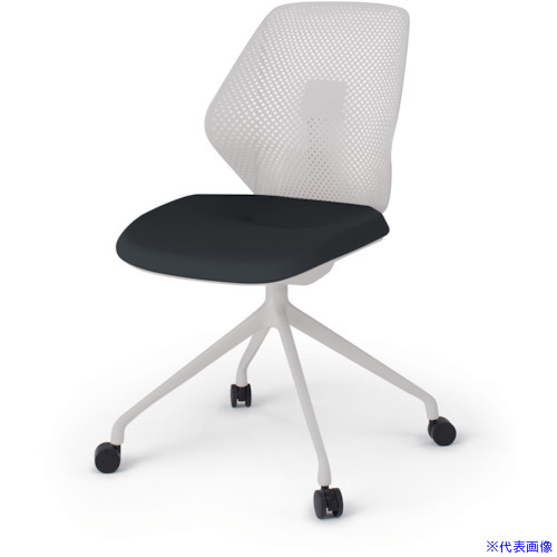■ITOKI キュアチェア 4本脚 樹脂メッシュバック 肘無 ナイロン双輪キャスター付 脚ライトグレー 本体ライトグレー 布地ブラック KG980PVNNT1(4340669)[送料別途お見積り][法人限定][外直送]