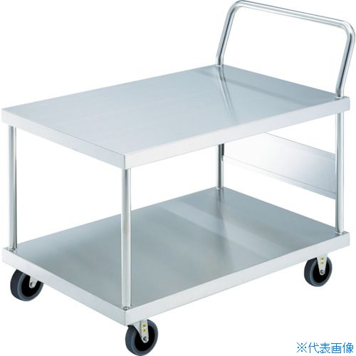 ■TRUSCO ステンレス台車 オールステン台車 900X600 片袖2段 帯電防止U車輪 AS22100TBU(4349945)[法人限定][直送元]