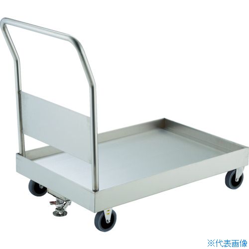 ■TRUSCO ステンレス台車 オールSUS304 皿型台車 800X450 帯電防止U車輪 ストッパー付 SSAR3TBUS(4356455)[法人限定][直送元]