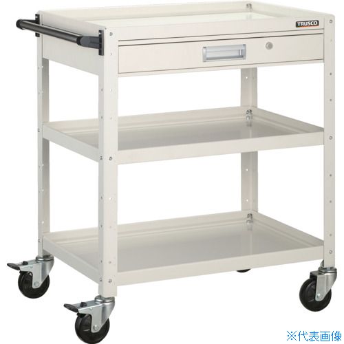 ■TRUSCO ツールワゴン バーディワゴン 750X500 引出付 ホワイト BDW973VW(4501730)｜ファーストFACTORY