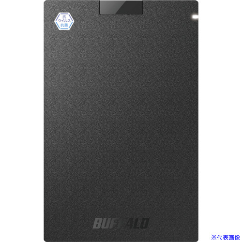 ■BUFFALO 抗ウイルス・抗菌ポータブルSSD USB3.2(Gen1) Type－A 250GB ブラック SSDPGVB250U3B(4525631)[送料別途お見積り][法人限定][掲外取寄]