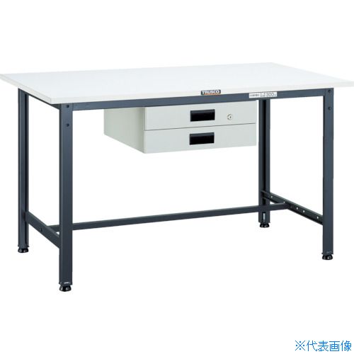 ■TRUSCO 軽荷重作業台(300kg)AE型 900X750XH740 薄型2段引出付 ダークグレー色 AE0975UDK2DG(4542720)[法人限定][直送元]