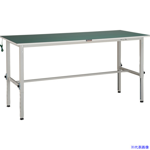 ■TRUSCO 軽荷重作業台高さ調節式(150kg)AEM型 1800X750XH652～952 帯電防止マット張り ホワイト色 AEM1800DW(4543301)[法人限定][直送元]｜ファーストFACTORY