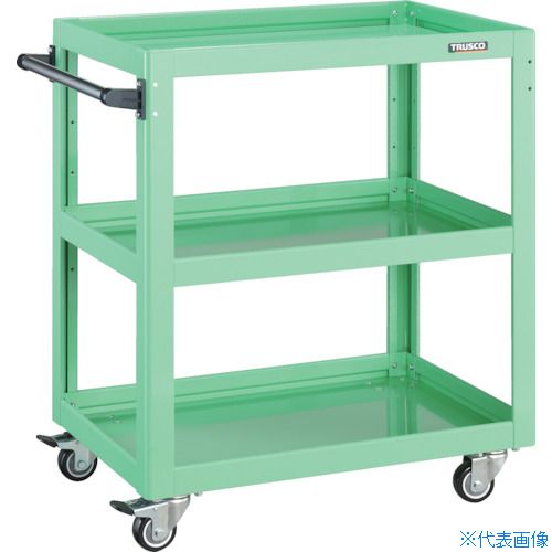 ■TRUSCO ツールワゴン ドルフィン 750×500 4輪自在 ウレタン車輪 ヤンググリーン DLWS973UJYG(4548183)