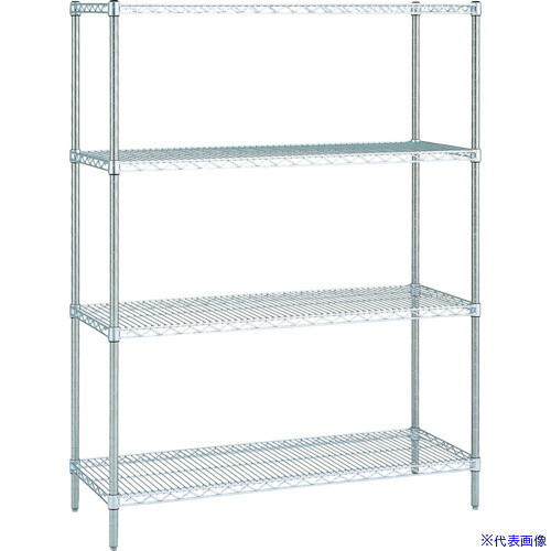 ■ERECTA スーパーシリーズ・ステンレスワイヤーシェルフ 間口910mm×奥行460mm×高さ2197mm(PS) DB付 4段 SMS910PS2200W4(4565398)[送料別途お見積り][法人限定][直送]