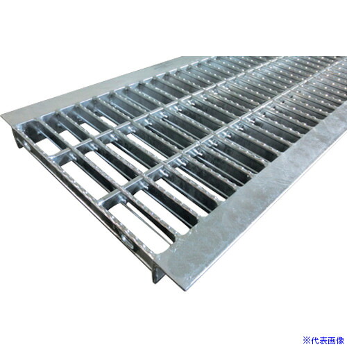 ■奥岡 スチール製 U字溝用 グレーチング 溝幅200用 並目 ノンスリップ OKUN52032(4580953)[送料別途見積り][法人・事業所限定][外直送]