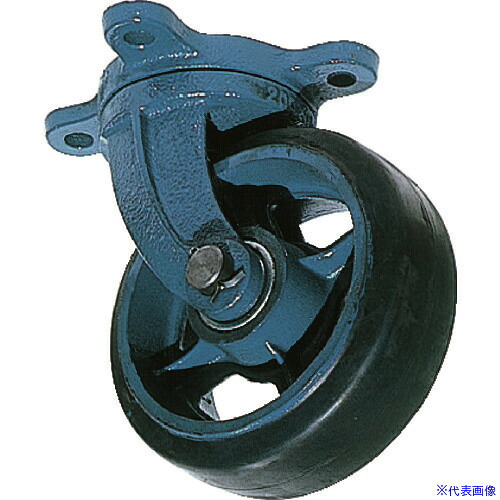 ■KYOMACHI 鋳物製自在金具付ゴム車輪(幅広) 200Ф&times;65 AHJ200X65(4583566)[送料別途お見積り][法人限定][直送]｜ファーストFACTORY