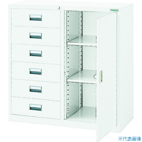■TRUSCO スタンダード書庫(D400)コンビ6段片開 880XH880 W色 WTCB363(4627679)[法人限定][直送元]