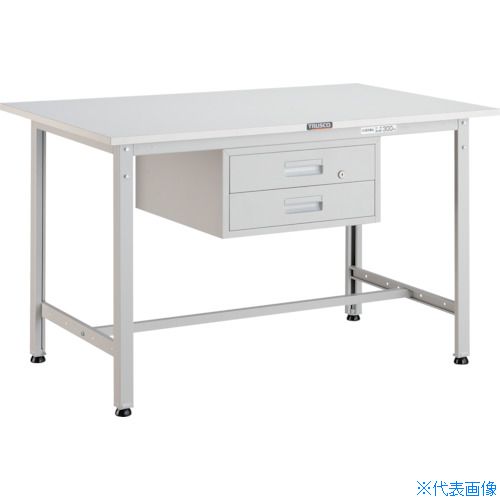 ■TRUSCO 軽荷重作業台(300kg)AE型 1200X750XH740 2段引出付 ホワイト色 AE1200F2W(4666852)[法人限定][直送元]