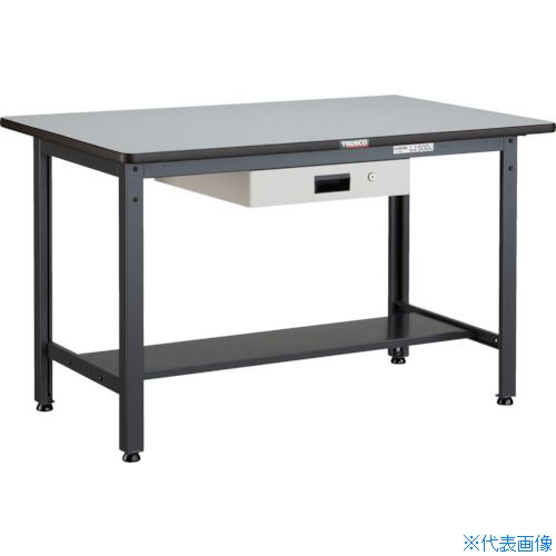 ■TRUSCO 中荷重作業台(500kg)AEW型 1200X750XH740 薄型1段引出付 ダークグレー色 AEWP1275UDK1(4667727)[法人限定][直送元]