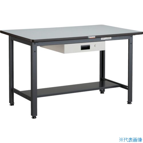 ■TRUSCO 中荷重作業台(500kg)AEW型 1200X750XH740 薄型1段引出付 ダークグレー色 AEWR1275UDK1(4667751)[法人限定][直送元]｜ファーストFACTORY