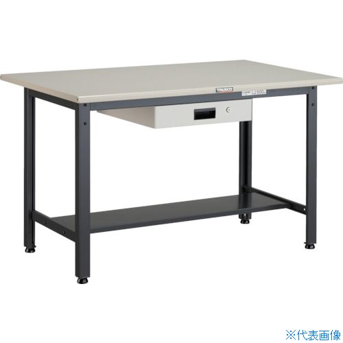 ■TRUSCO 中荷重作業台(500kg)AEW型 1200X750XH740 薄型1段引出付 ダークグレー色 AEWS1275UDK1(4667786)[法人限定][直送元]｜ファーストFACTORY