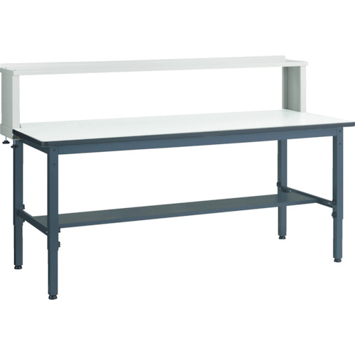 ■TRUSCO 軽荷重作業台高さ調節式(250kg)AWM型 1800X750XH1004～1214(全高) 上棚付 ダークグレー色 AWMP1875YURB(4667832)[法人限定][直送元]｜ファーストFACTORY