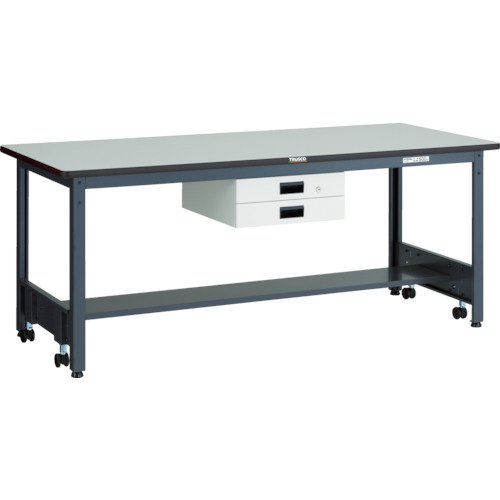 ■TRUSCO 中荷重作業台(500kg)CFW型 1800X750XH740 薄型2段引出付 ダークグレー色 CFWP1875UDK2(4667999)[法人限定][直送元]｜ファーストFACTORY