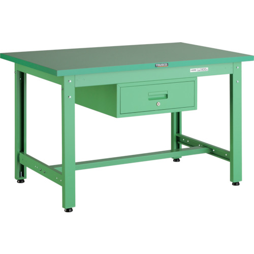 ■TRUSCO 中荷重作業台(800kg)GW型 900X600XH740 1段引出付 ヤンググリーン色 GWP0960F1YG(4668626)[法人限定][直送元]｜ファーストFACTORY