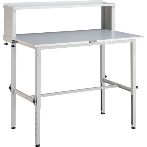 ■TRUSCO 軽荷重作業台高さ調節式(150kg)AEM型 900X600XH954～1254(全高) 上棚付 ホワイト色 RAEM0960YURBW(4672305)[法人限定][直送元]｜ファーストFACTORY