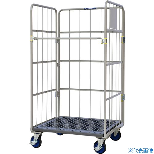 ■ワコーパレット 床板プラスチック製カゴ車 950x800x1700 WKP9580(4677480)[法人限定][直送元]