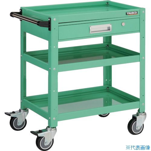 ■TRUSCO ツールワゴン バーディワゴン 600×400 引出付 ウレタン車輪 ヤンググリーン BDW763VUYG(4749898)