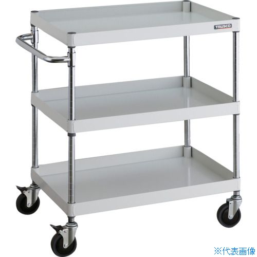■TRUSCO ツールワゴン フェニックスワゴン 省音 750X500XH880 3段 ホワイト PEW973CW(4884809)｜ファーストFACTORY