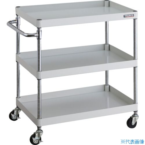■TRUSCO ツールワゴン フェニックスワゴン 750X500 3段 Φ75ゴム車輪 ホワイト PEW973G75W(4884825)|ファーストFACTORY