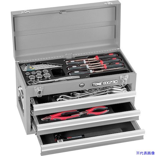 ■TONE 整備用工具セット ツールセット BX230仕様 シルバー 間口508×奥行232×高さ302mm TSS452SV(4991726)[法人限定][外直送元] 32,962円