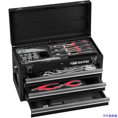 ■TONE 整備用工具セット ツールセット BX230仕様 マットブラック 間口508×奥行232×高さ302mm TSS452BK(4991742)[法人限定][外直送元]