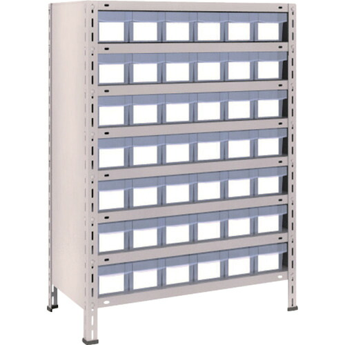 ■TRUSCO スチールラック 軽量棚 875X450X1200 樹脂引出透明 小X42 ネオグレー 43X808C7(NG)(5033667)|ファーストFACTORY