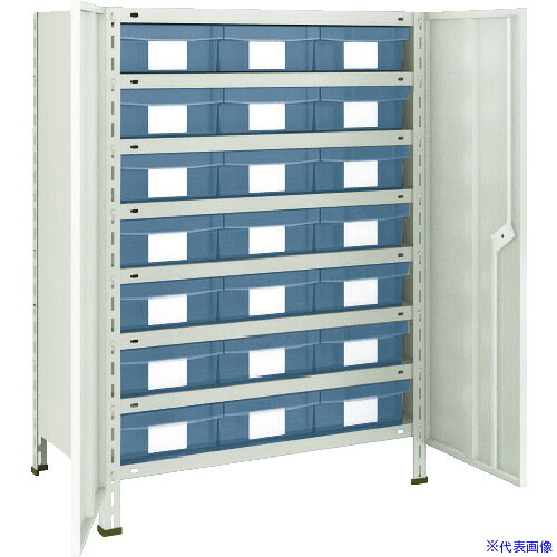 ■TRUSCO スチールラック 軽量棚扉付 875X300X1200樹脂引出透明大X21 ネオグレー 43VT808D7(NG)(5042721)｜ファーストFACTORY