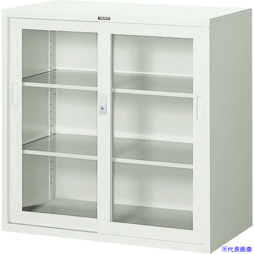 ■TRUSCO スタンダード書庫(D515) ガラス引違 880XH880 N303GW(5070139)[法人限定][直送元]