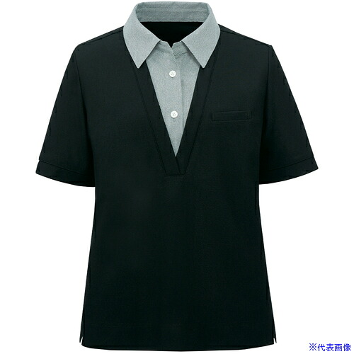 ■GROW ポロシャツ 半袖 黒 レディース 事務服 ブラック 3L GCSL2304B93L(5216263)[送料別途お見積り][法人限定][掲外取寄]