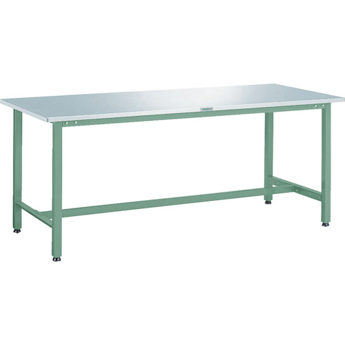 ■TRUSCO 軽荷重作業台(300kg)AE型 1800X900XH740 ステンレス張り グリーン色 AES1809(5222664)[法人限定][直送元]