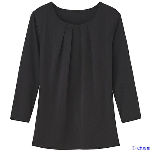 ■GROW カットソー 七分袖 レディース Uネック 事務服 ブラック M GCSL1970B9M(5266156)[送料別途お見積り][法人限定][掲外取寄]