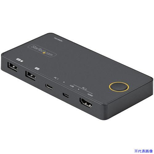 ■スターテック KVMスイッチ/2ポート/USB-C ＆ USB-A接続/HDMI/4K60Hz/PC パソコン CPU 切替器 SV221HUC4K(5389727)[法人・事業所限定][外直送元]