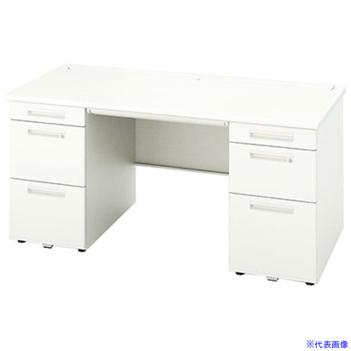 ■NAIKI 両袖デスク(ロングストローク XEHH型/天板:ホワイト 本体:クリアーホワイト/W1500×D800×H720 XEHH158KHWH(5441916)[送料別途お見積り][法人限定][外直送]