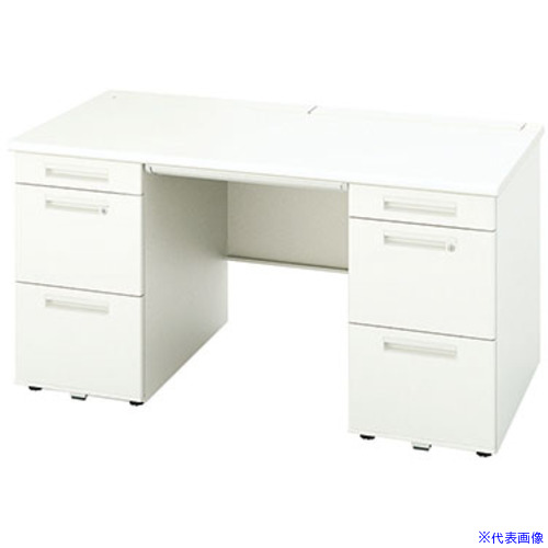 ■NAIKI 両袖デスク(ロングストローク XEHH型/天板:ホワイト 本体:クリアーホワイト/W1400&times;D800&times;H720 XEHH148HHWH(5441932)[送料別途お見積り][法人限定][外直送]｜ファーストFACTORY