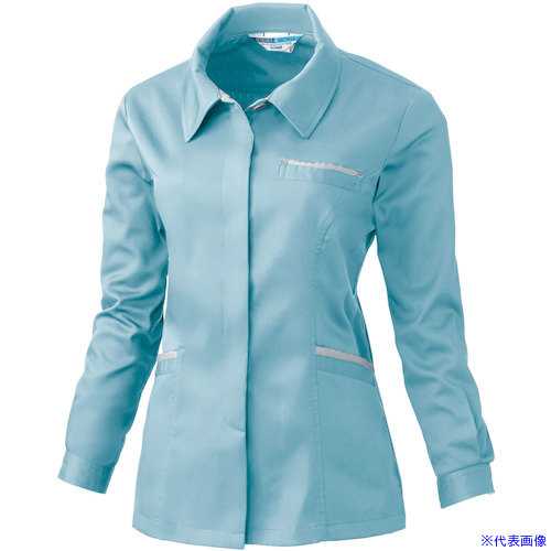 ■桑和 424 レディース長袖スモック パウダーブルー 4L 4242044L(5460319)[送料別途お見積り][法人限定][掲外取寄]