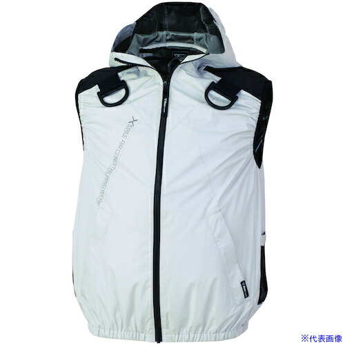 ■XEBEC 空調服遮熱ハーネスベスト(フード付き)XE98106－22－S シルバーグレー XE9810622S(5495244)[送料別途お見積り][法人限定][掲外取寄]