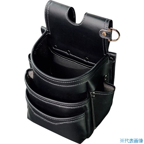 ■フジ矢 腰袋3段(黒金)LIGHT PU LEATHER SERIES AB23BG(5519657)