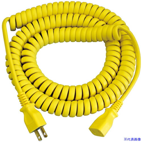 ■長岡特殊電線 カーリータップ 黄 最大3m 抗菌 EC03YL(5550079)[送料別途お見積り][法人限定][外直送]