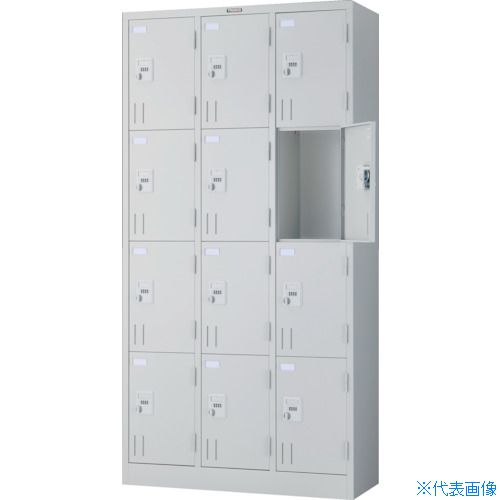 ■TRUSCO 多人数用ロッカー12人用 オフホワイト 900X380XH1790 ダイヤル錠式 SVW12K(5613079)[法人限定][直送元]