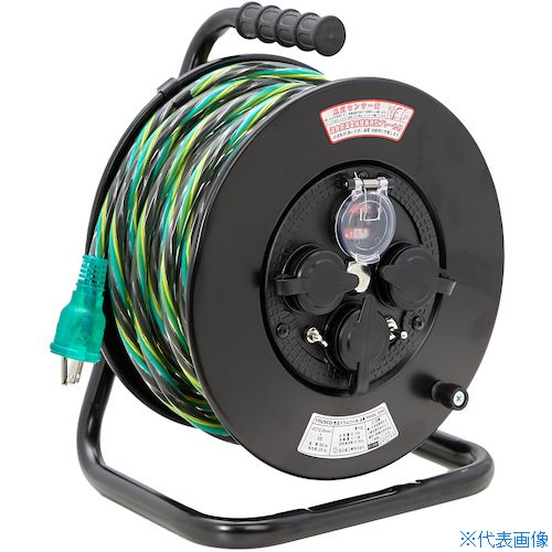 ■TRUSCO 光るドラムリール 防雨防塵型100V 温度センサー付 アース付 過負荷漏電保護兼用ブレーカー付 30m TRHDL30M(5631860)