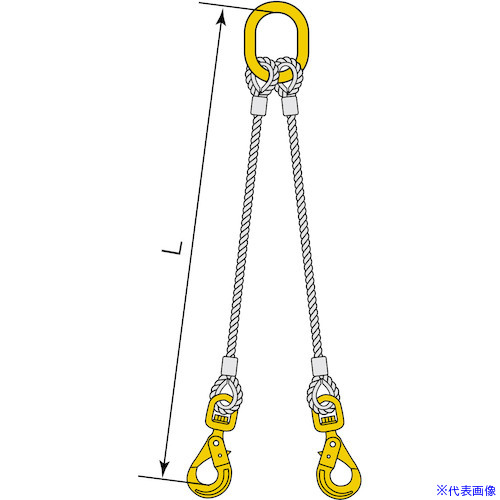 ■コンドーテック 2点吊JISロック止ワイヤ φ12&times;8M HJK・HMG 05222KGJK128(5873106)[送料別途お見積り][法人限定][外直送]｜ファーストFACTORY