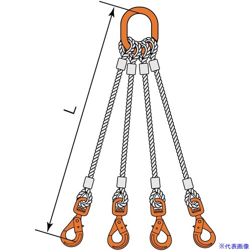 ■コンドーテック 4点吊JISロック止ワイヤ φ12&times;1.5M WLHW・M8W 05224PMPW121S5(5894520)[送料別途お見積り][法人限定][外直送]｜ファーストFACTORY