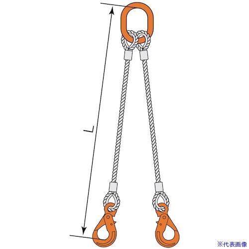 ■コンドーテック 2点吊JISロック止ワイヤ φ9×2M LHW・M8W 05222PMPL092(5894527)[送料別途お見積り][法人限定][外直送]